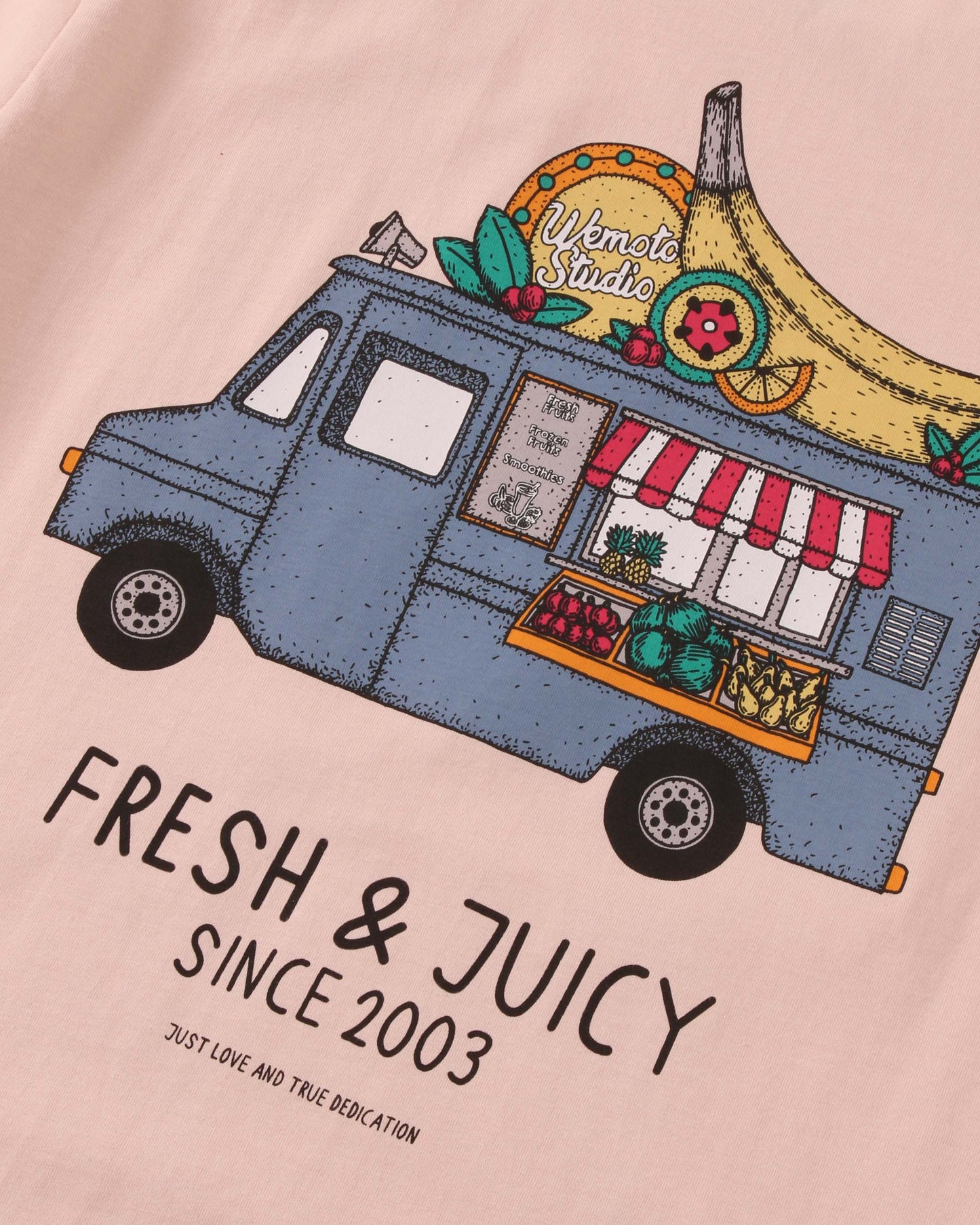 WEMOTO | Herren Artwork T-Shirt | Fruit Truck Peach T-Shirt | Orange
