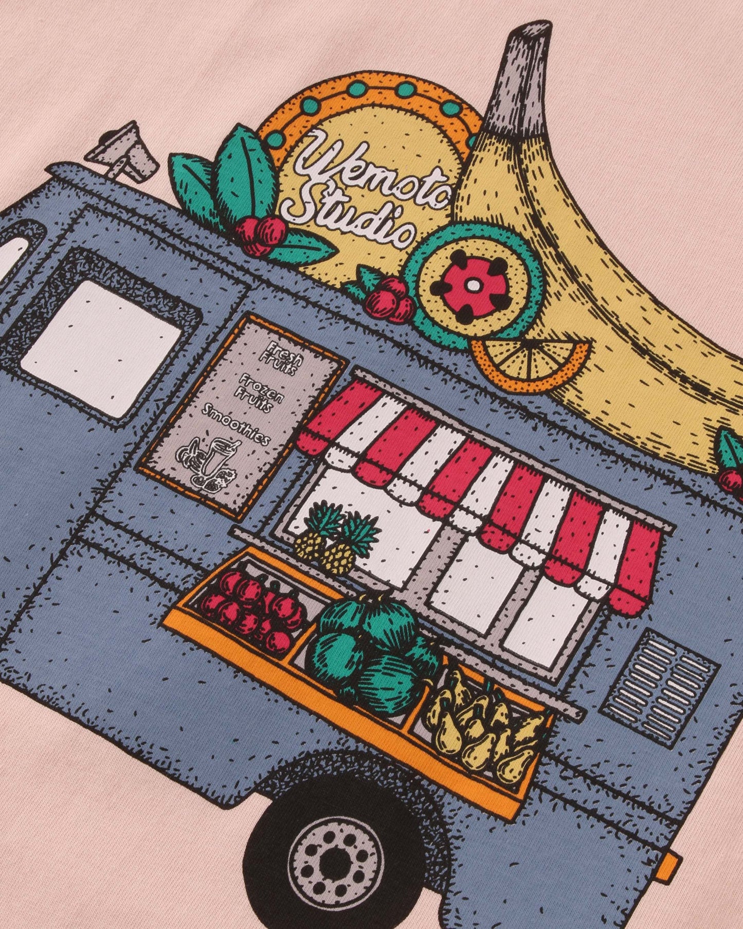 WEMOTO | Herren Artwork T-Shirt | Fruit Truck Peach T-Shirt | Orange