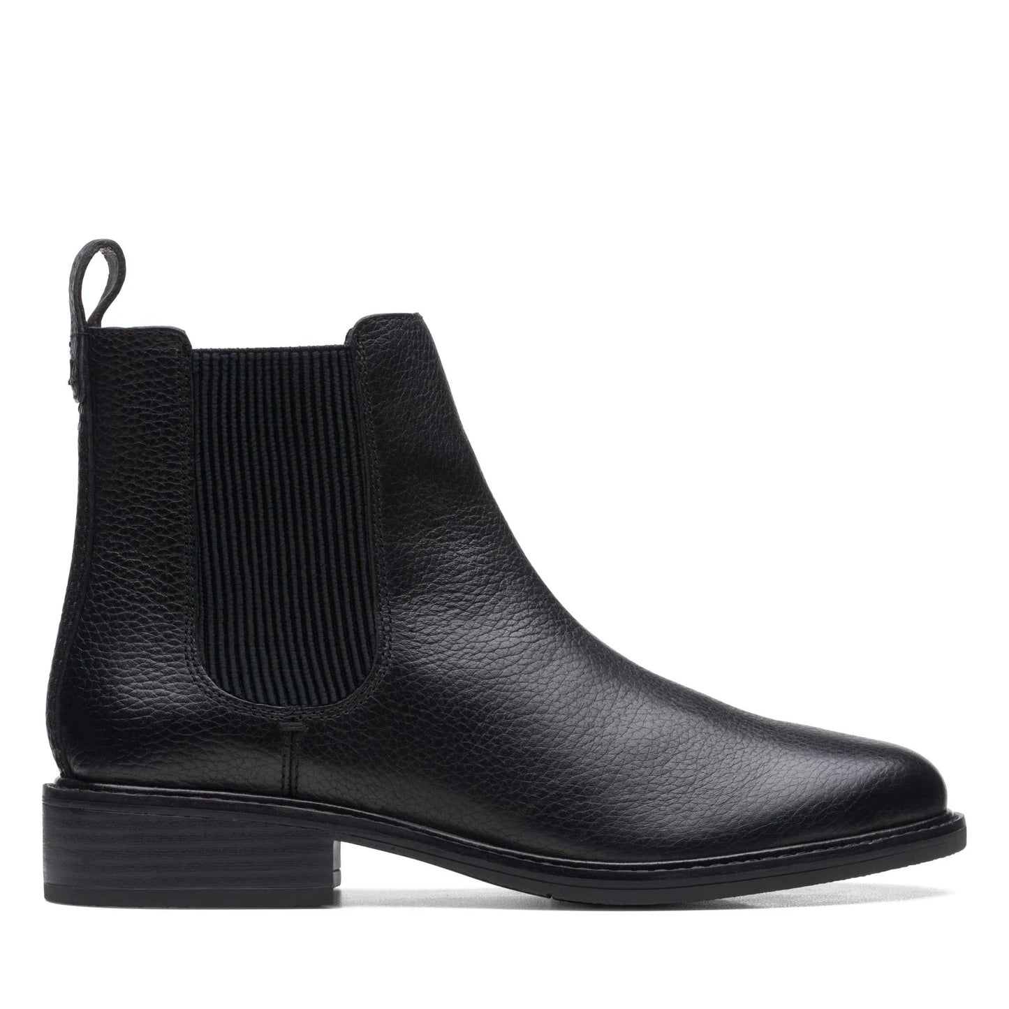 Clarks 女士切尔西靴,科隆 Arlo 黑色皮革,黑色