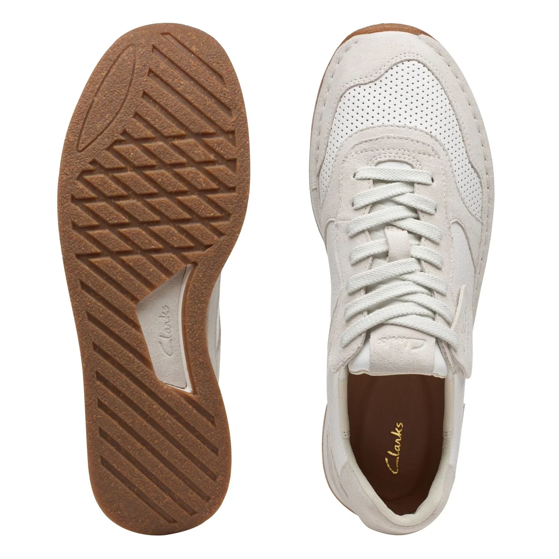 Clarks 女士 Craftrun Tor 白银运动鞋(白色)