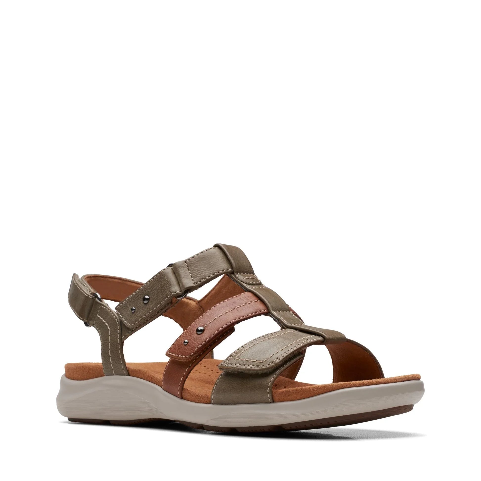 Clarks 女士 Kitly Step 橄榄绿组合凉鞋