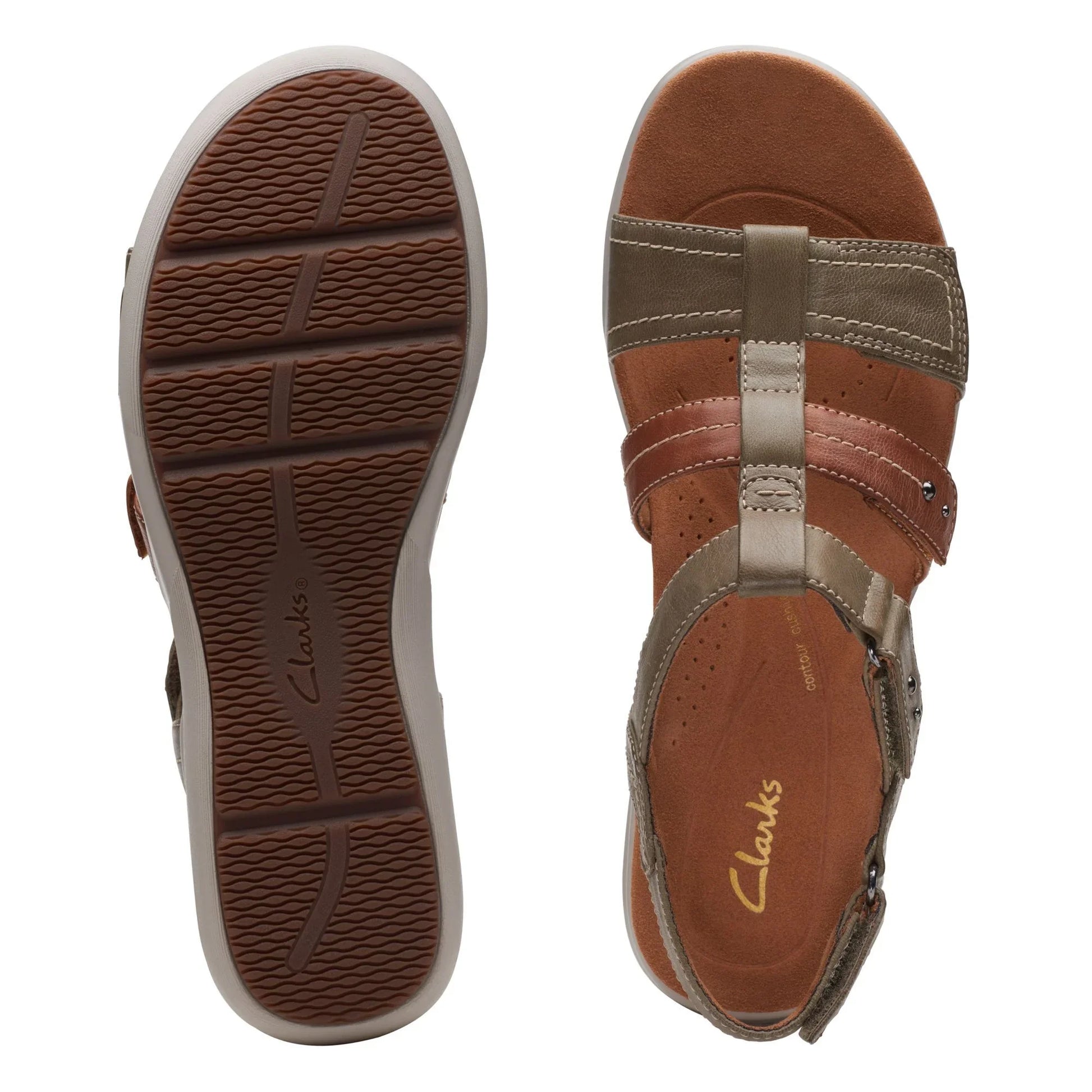 Clarks 女士 Kitly Step 橄榄绿组合凉鞋