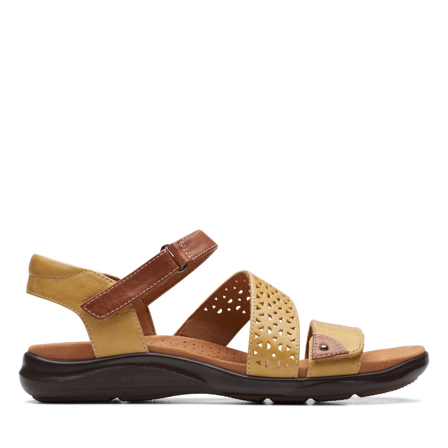 CLARKS レディース キトリーウェイ イエローレザーサンダル(イエロー)