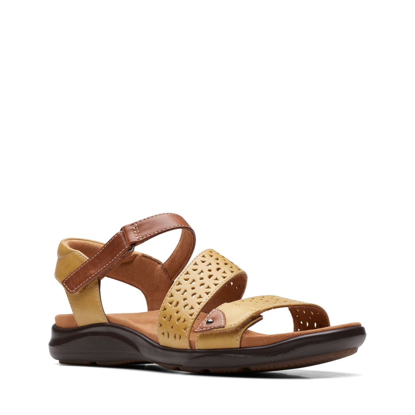 CLARKS レディース キトリーウェイ イエローレザーサンダル(イエロー)