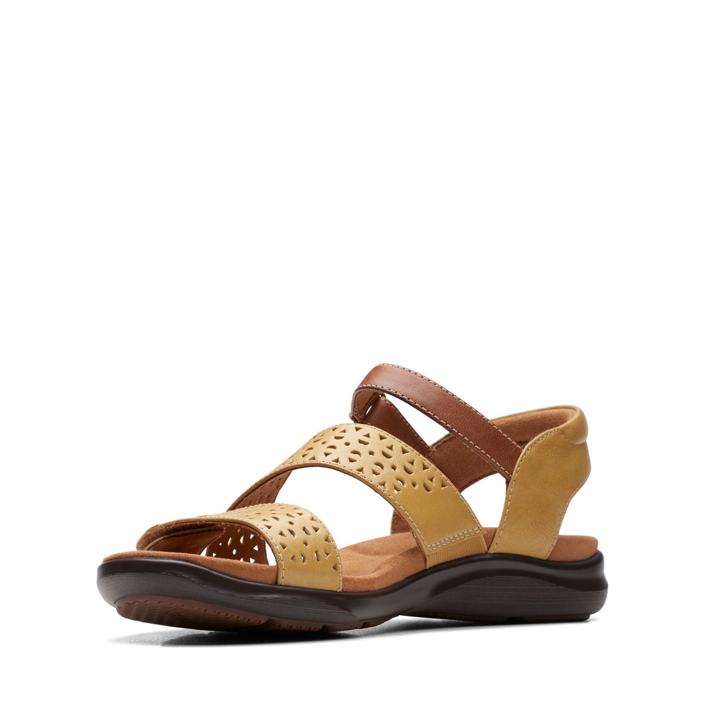 CLARKS レディース キトリーウェイ イエローレザーサンダル(イエロー)