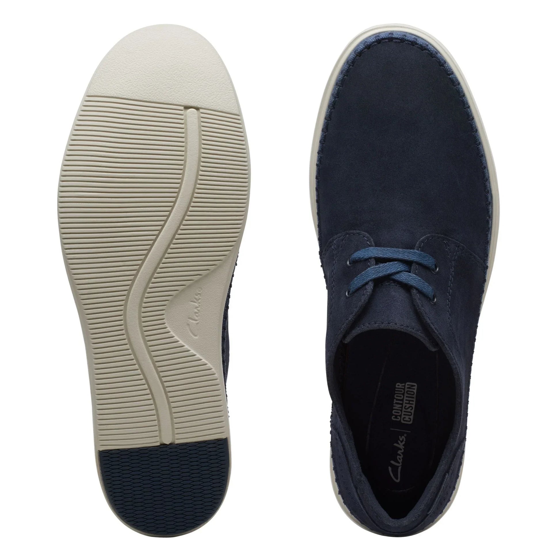 Clarks 男士德比鞋,Bratton Lo 海军蓝绒面革,蓝色