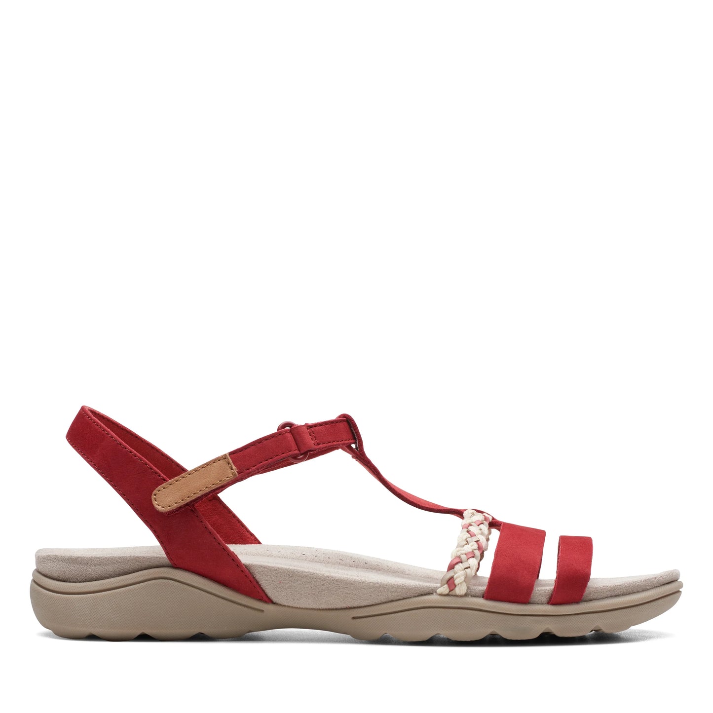 Sandalias De La Marca Clarks Para Mujer Modelo Amanda Tealite Red Nubuck En Color Rojo