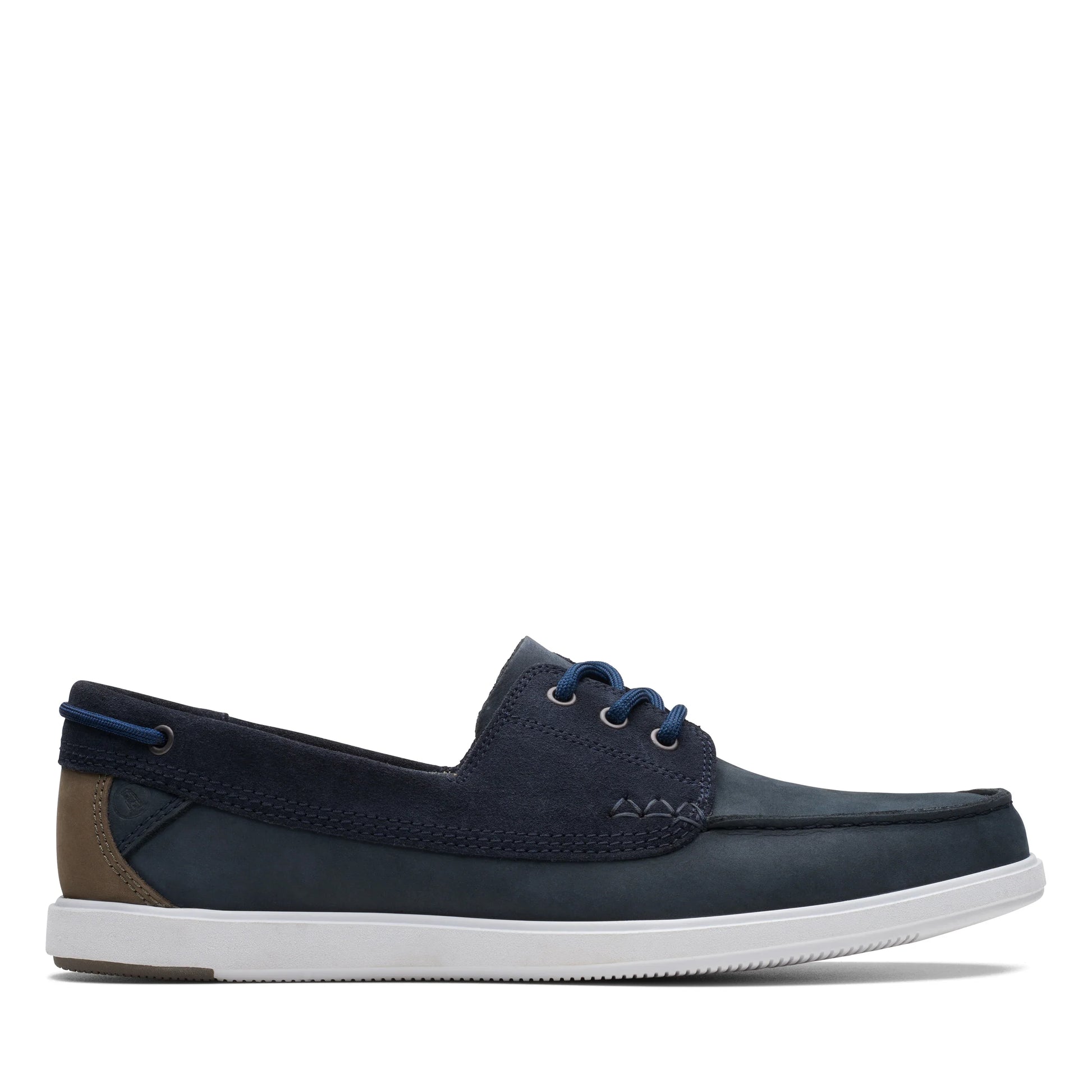 Clarks 男士航海鞋,Bratton Boat Navy Nubuck,蓝色