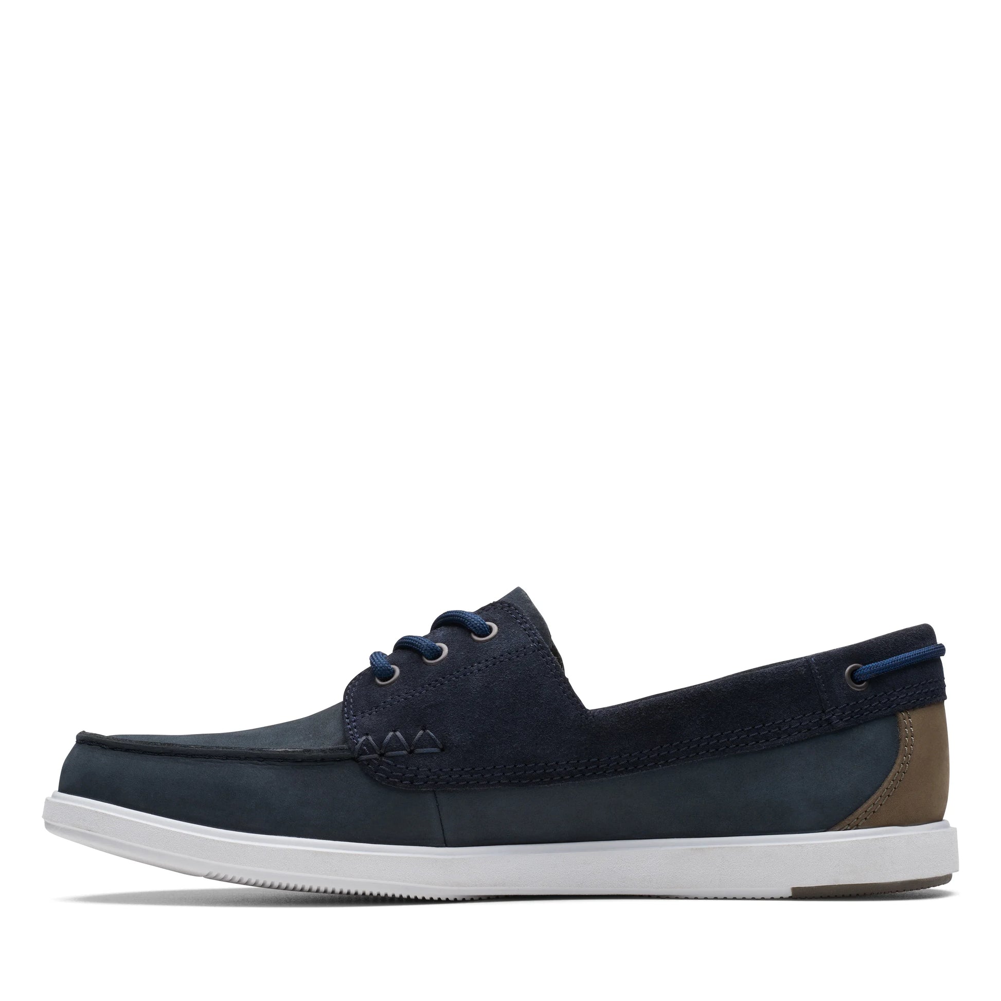Clarks 男士航海鞋,Bratton Boat Navy Nubuck,蓝色