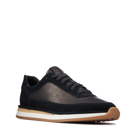 Clarks Dames Craft Run Lace Zwarte Combi Suède Sneakers in Zwart
