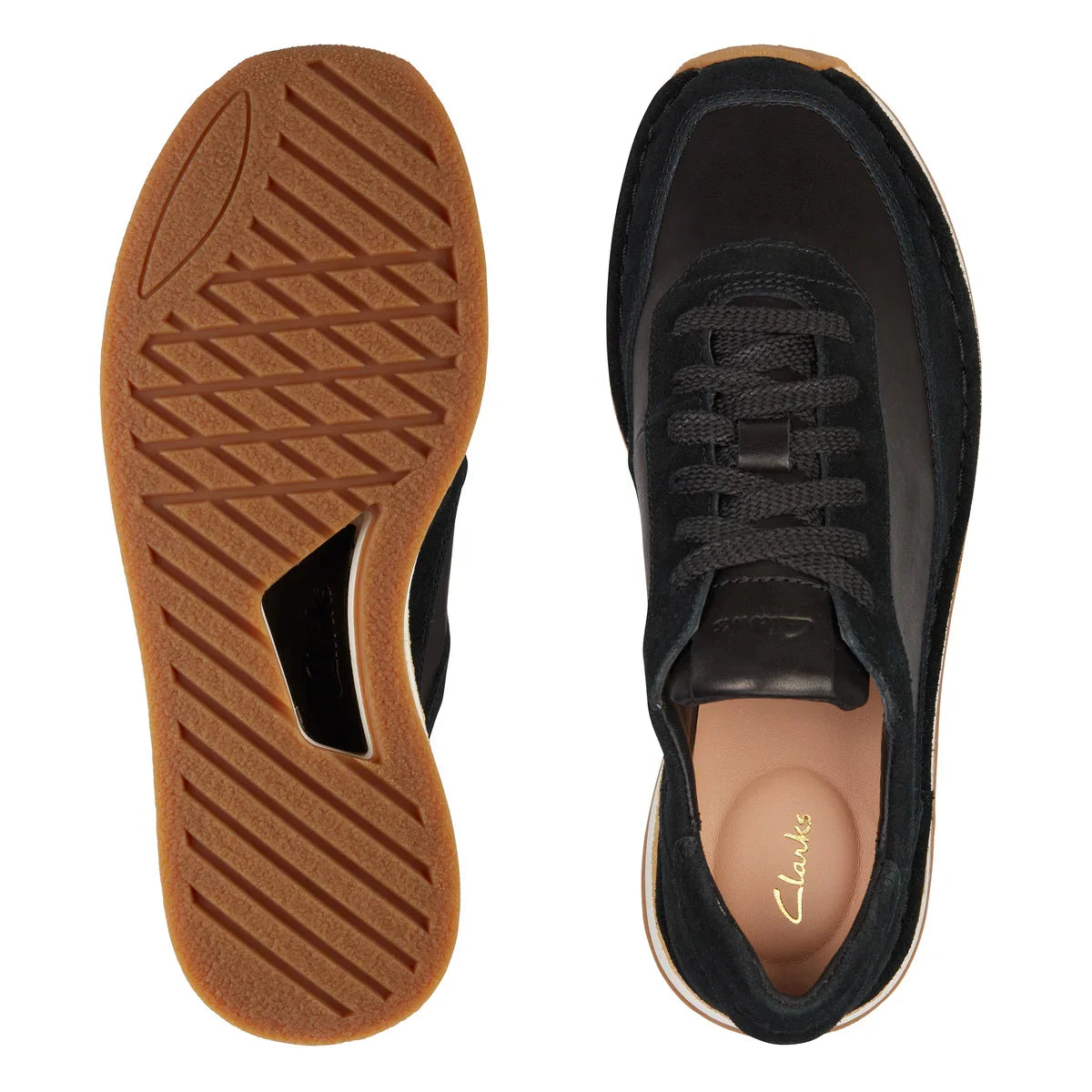 Sneakers De La Marca Clarks Para Mujer Modelo Craftrun Lace Black Combination Suede En Color Negro