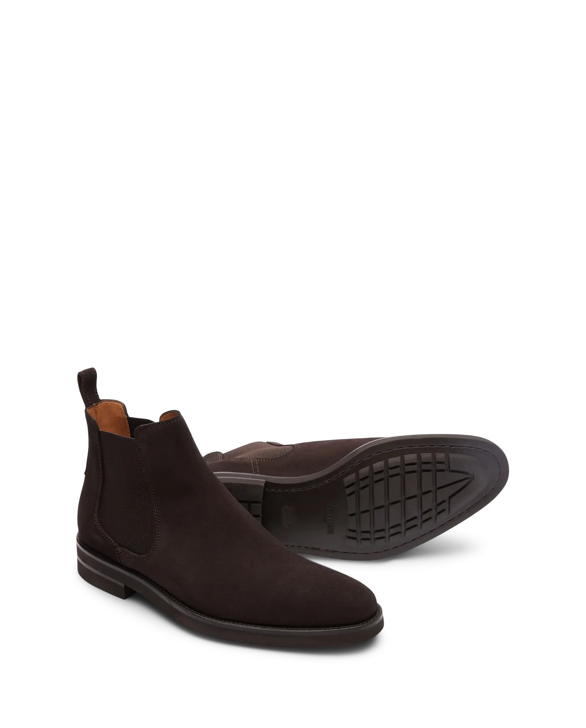 LOTTUSSE 男士切尔西靴,Holborn Moka,棕色绒面小牛皮