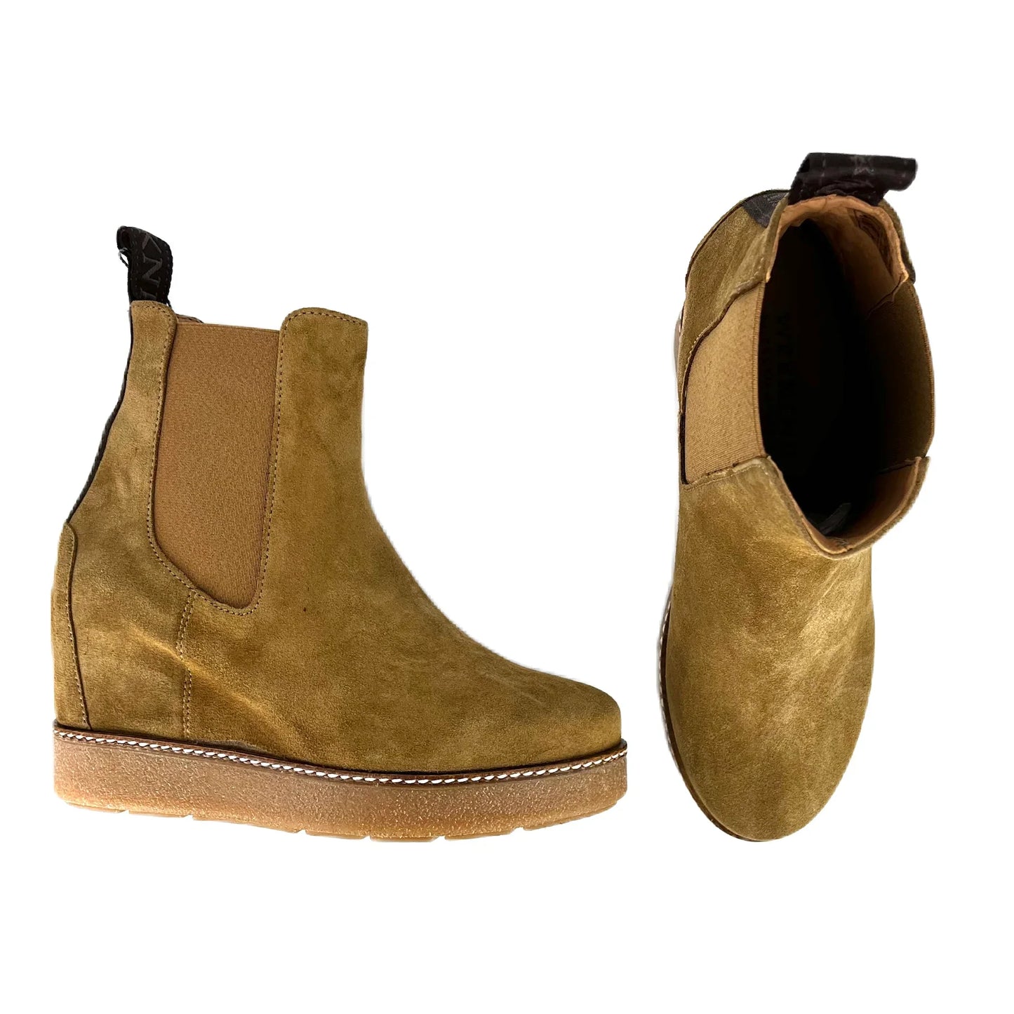 Botines Chelsea De La Marca Pedro Miralles Para Mujer Modelo Velour Birra 22308En Color Marrón