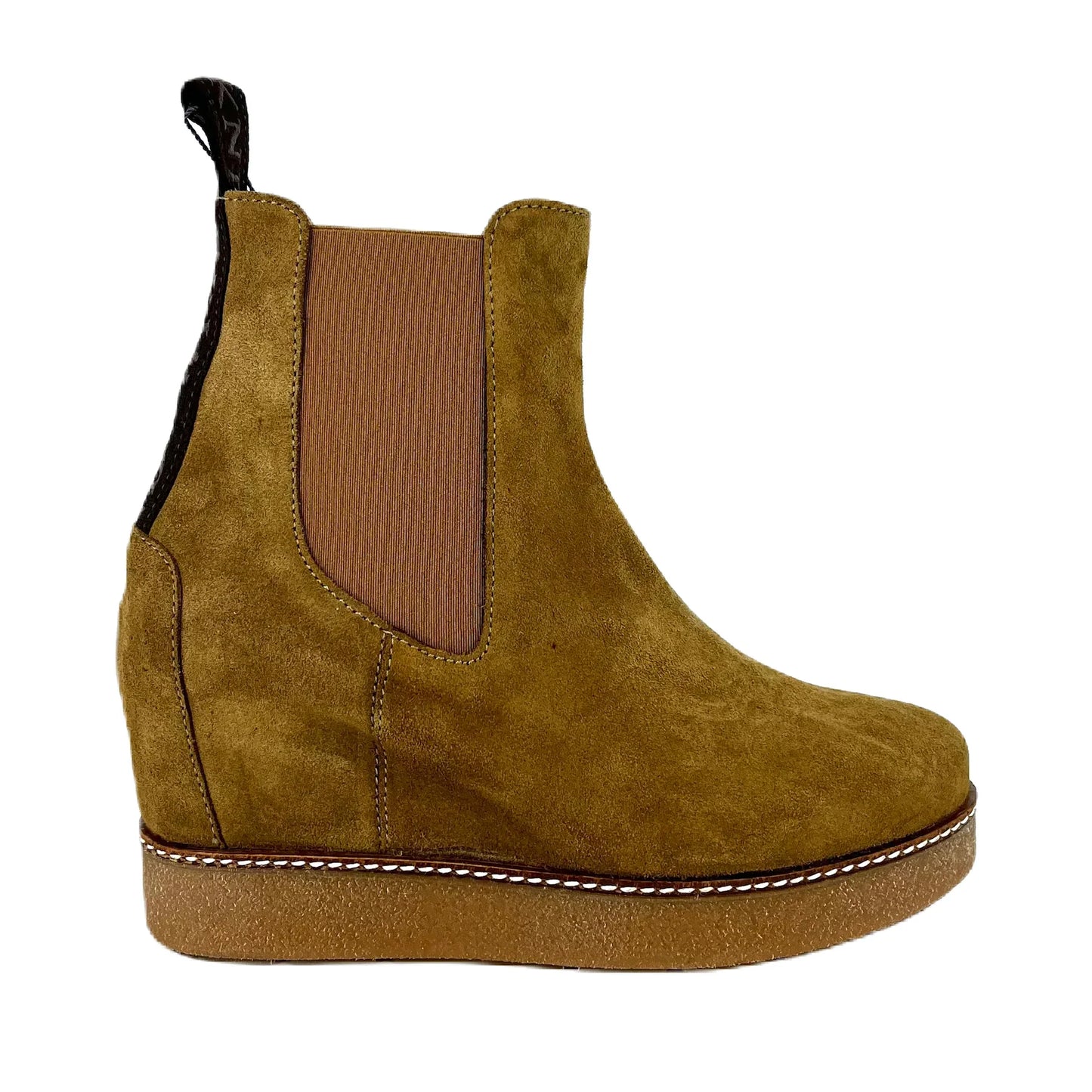 Botines Chelsea De La Marca Pedro Miralles Para Mujer Modelo Velour Birra 22308En Color Marrón