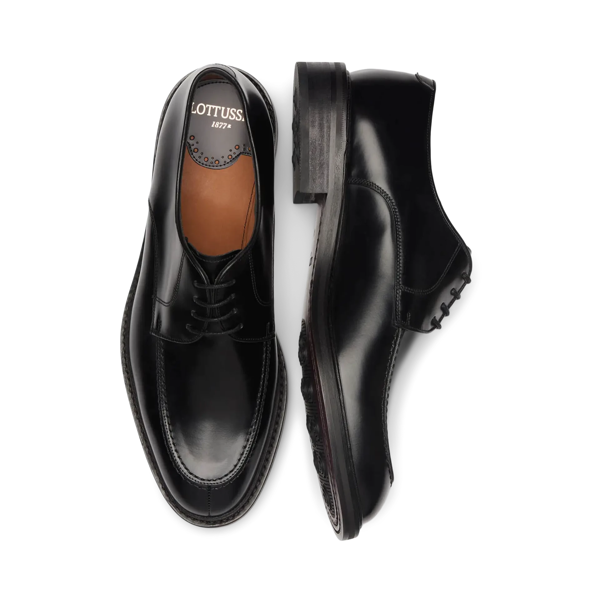 Zapatos Oxford De La Marca Lottusse Para Hombre Modelo Harrys Derbys De Vacuno SemibrillanteEn Color Negro