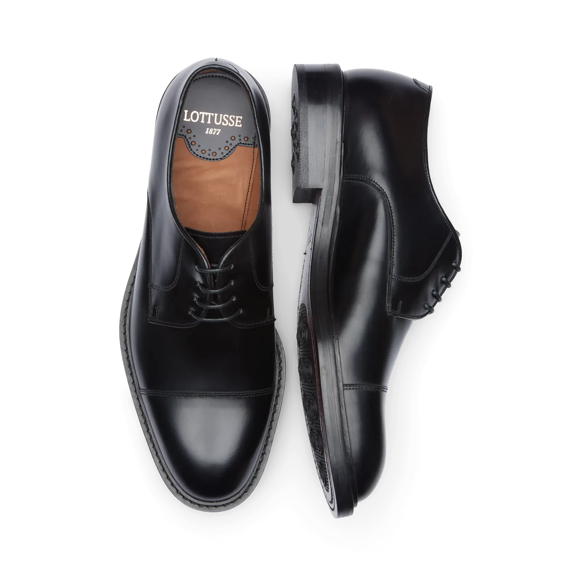 Zapatos Oxford De La Marca Lottusse Para Hombre Modelo Harrys Derbys De Vacuno SemibrillanteEn Color Negro