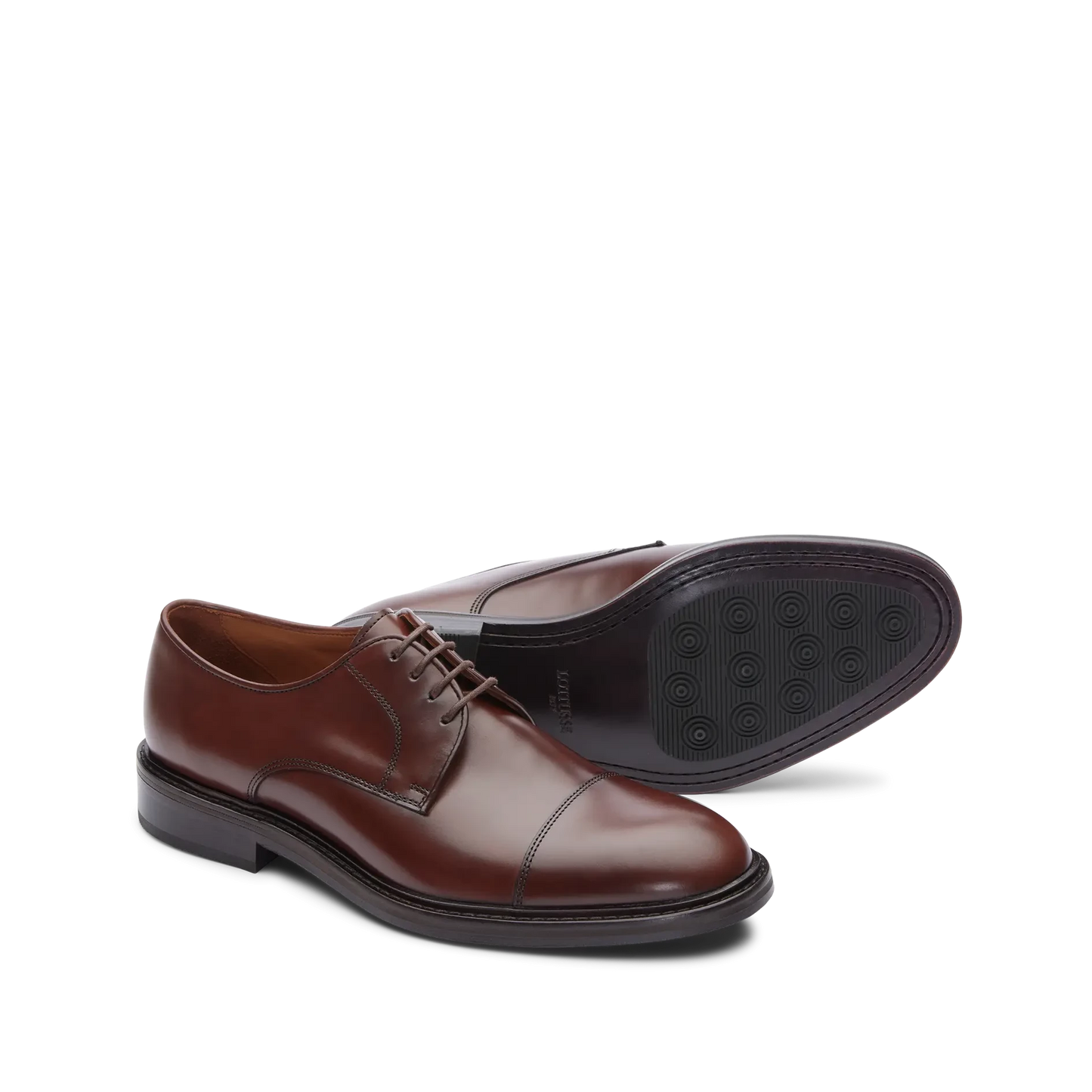Chaussures Oxford Lottusse pour homme, modèle Harrys Derby, en cuir de vachette semi-brillant, marron