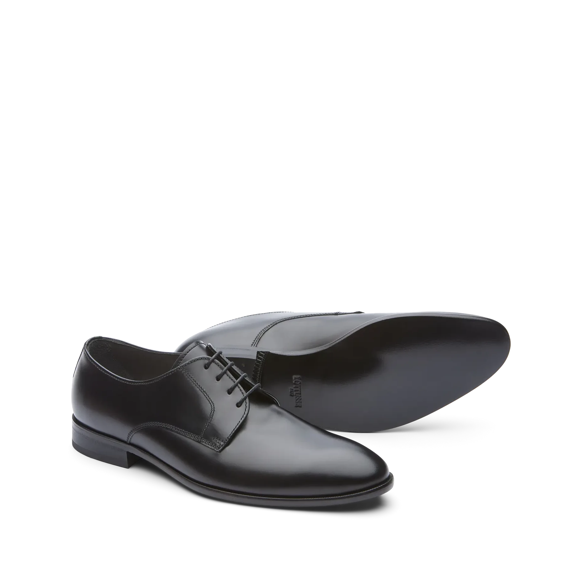 Zapatos Oxford De La Marca Lottusse Para Hombre Modelo Regent Derbys De Vacuno SemibrillanteEn Color Negro