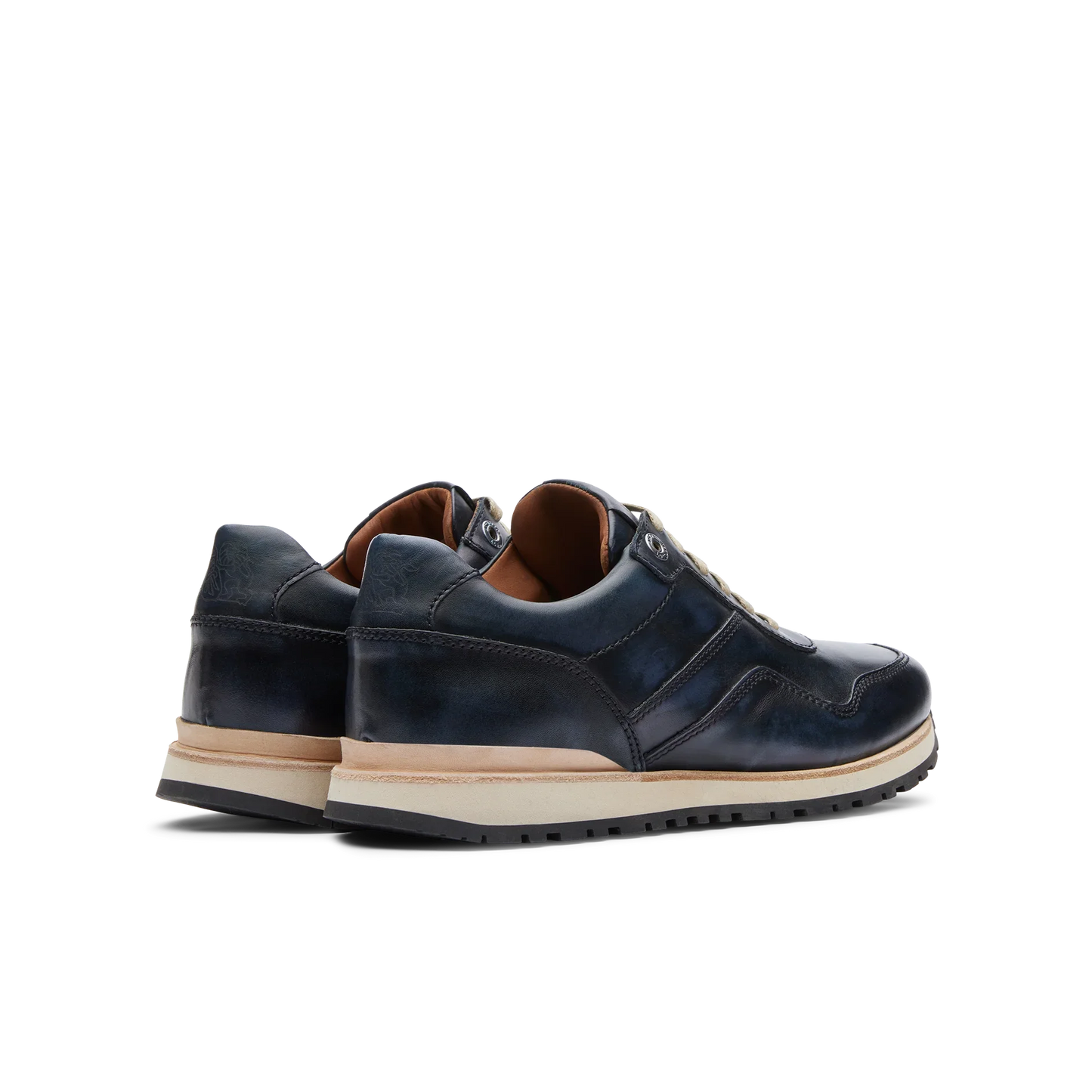 Lottusse Herren-Sneakers, Modell Tokyo, Marineblau, gebürstetes Rindsleder, Blau