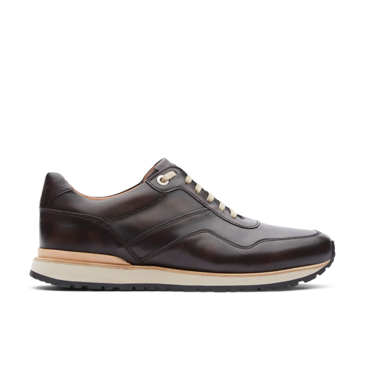 Baskets habillées Lottusse pour homme, modèle Tokyo Moka, en cuir de vachette brossé marron