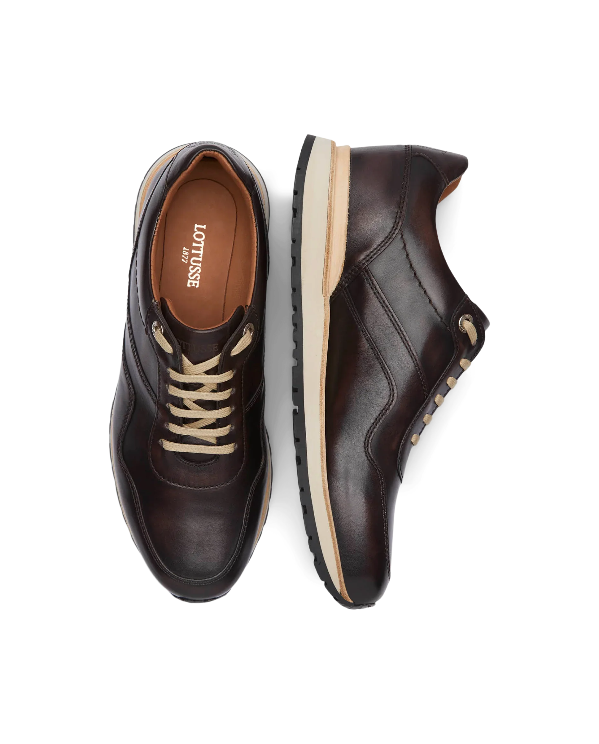 Sneakers De Vestir De La Marca Lottusse Para Hombre Modelo Tokyo Moka De Vacuno CepilladoEn Color Marrón
