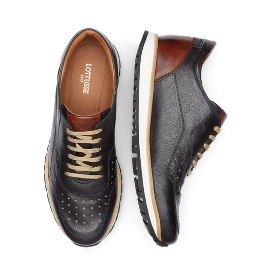 Baskets Lottusse pour homme, modèle Cang Marino Ebony TB, bleu