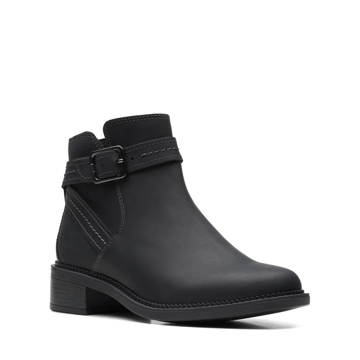 Botines De La Marca Clarks Para Mujer Modelo Maye Strap Black Leather En Color Negro