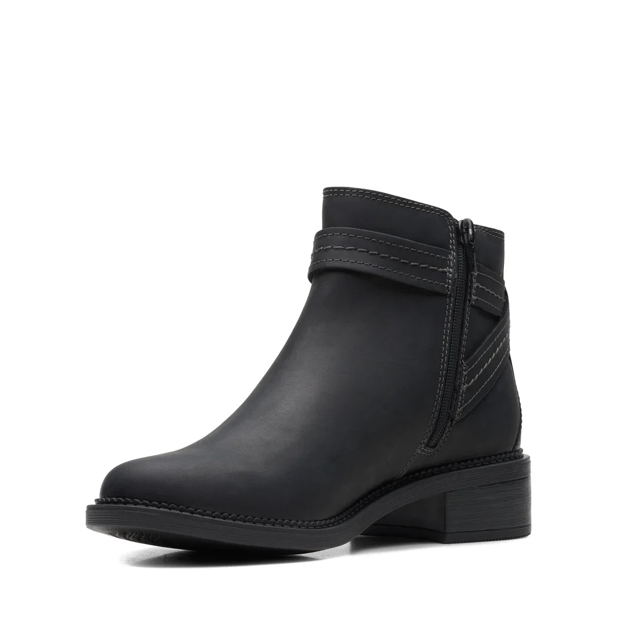 Botines De La Marca Clarks Para Mujer Modelo Maye Strap Black Leather En Color Negro