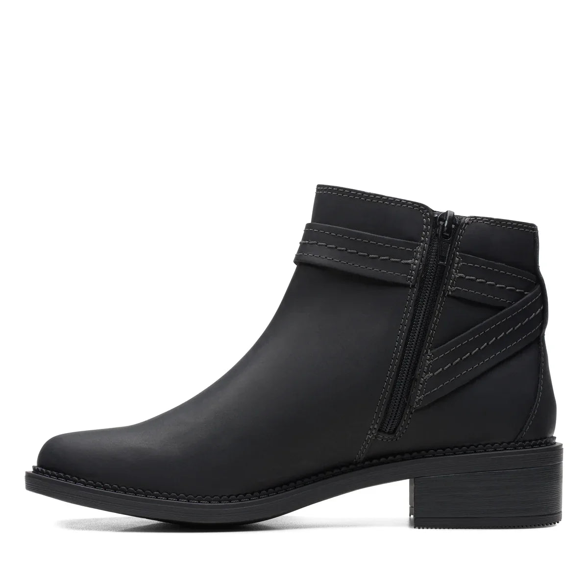 Botines De La Marca Clarks Para Mujer Modelo Maye Strap Black Leather En Color Negro