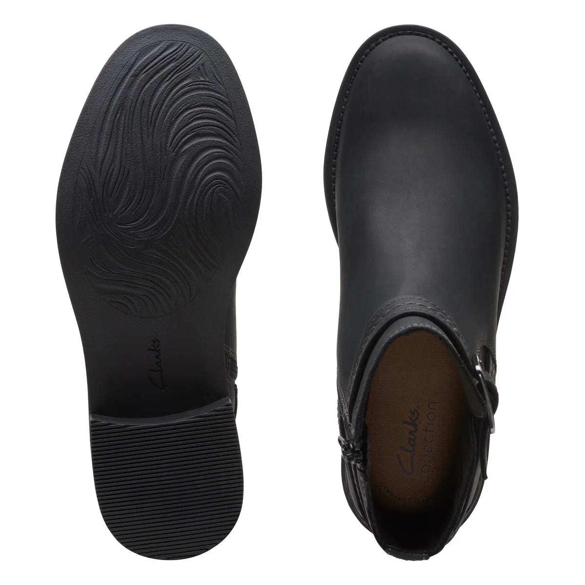 Botines De La Marca Clarks Para Mujer Modelo Maye Strap Black Leather En Color Negro