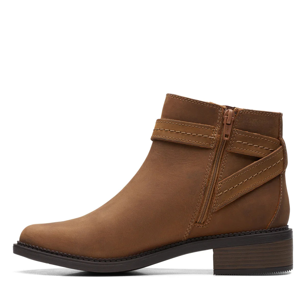 Botines De La Marca Clarks Para Mujer Modelo Maye Strap Dark Tan Leather En Color Marrón