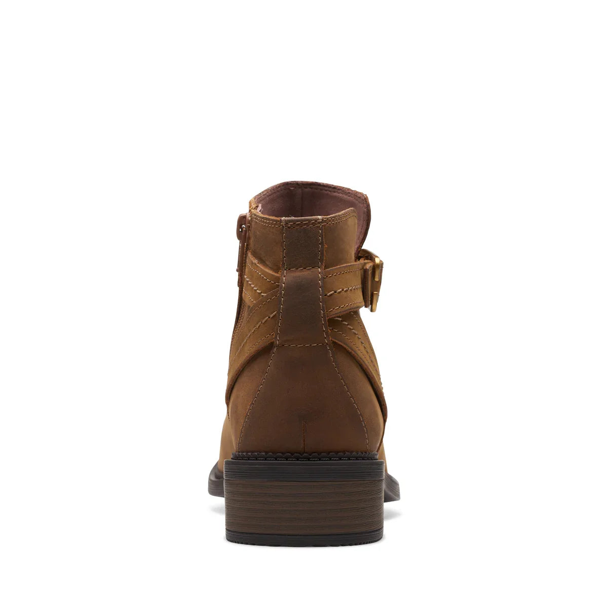 Botines De La Marca Clarks Para Mujer Modelo Maye Strap Dark Tan Leather En Color Marrón