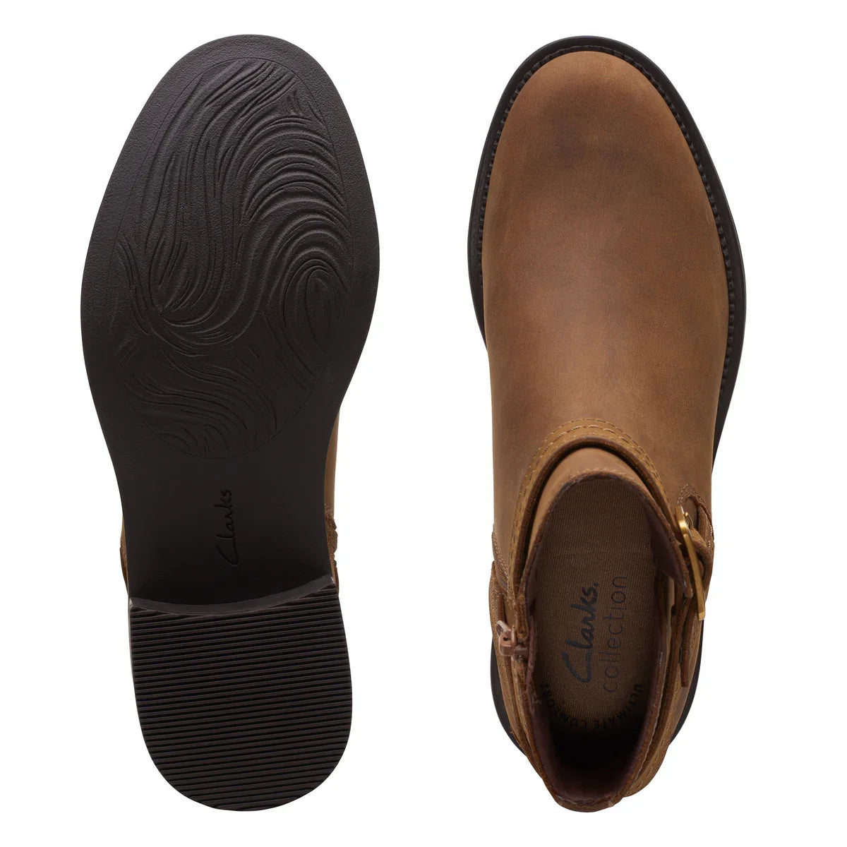 Botines De La Marca Clarks Para Mujer Modelo Maye Strap Dark Tan Leather En Color Marrón