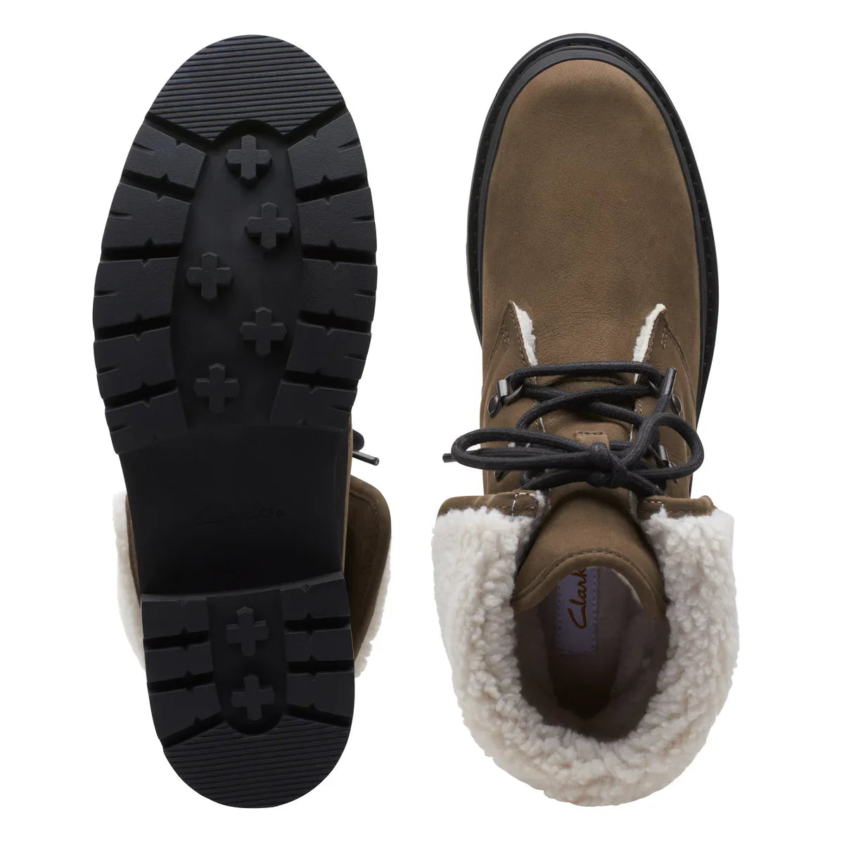 Botas De La Marca Clarks Para Mujer Modelo Orianna Turn Dark Olive Wlined En Color Verde