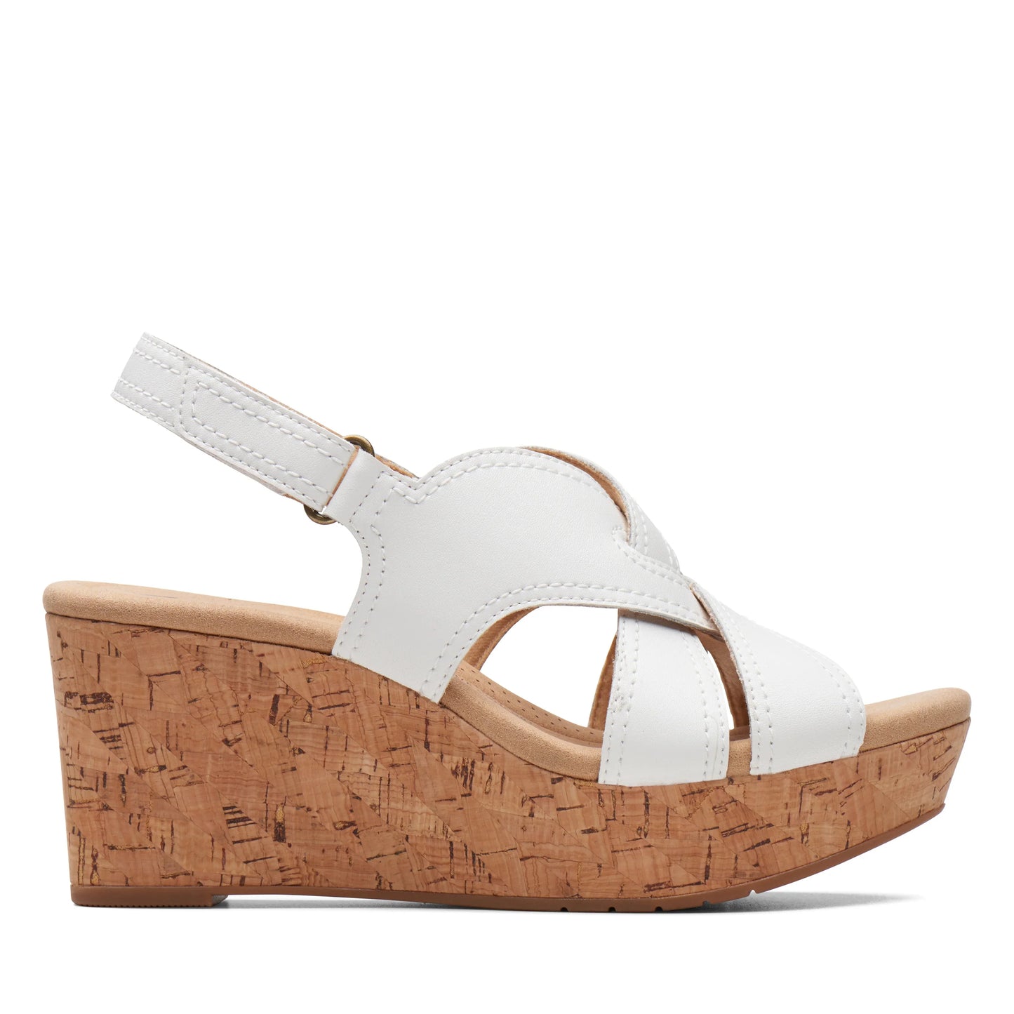 Zapato De Cuña De La Marca Clarks Para Mujer Modelo Rose Erin White Leather En Color Blanco
