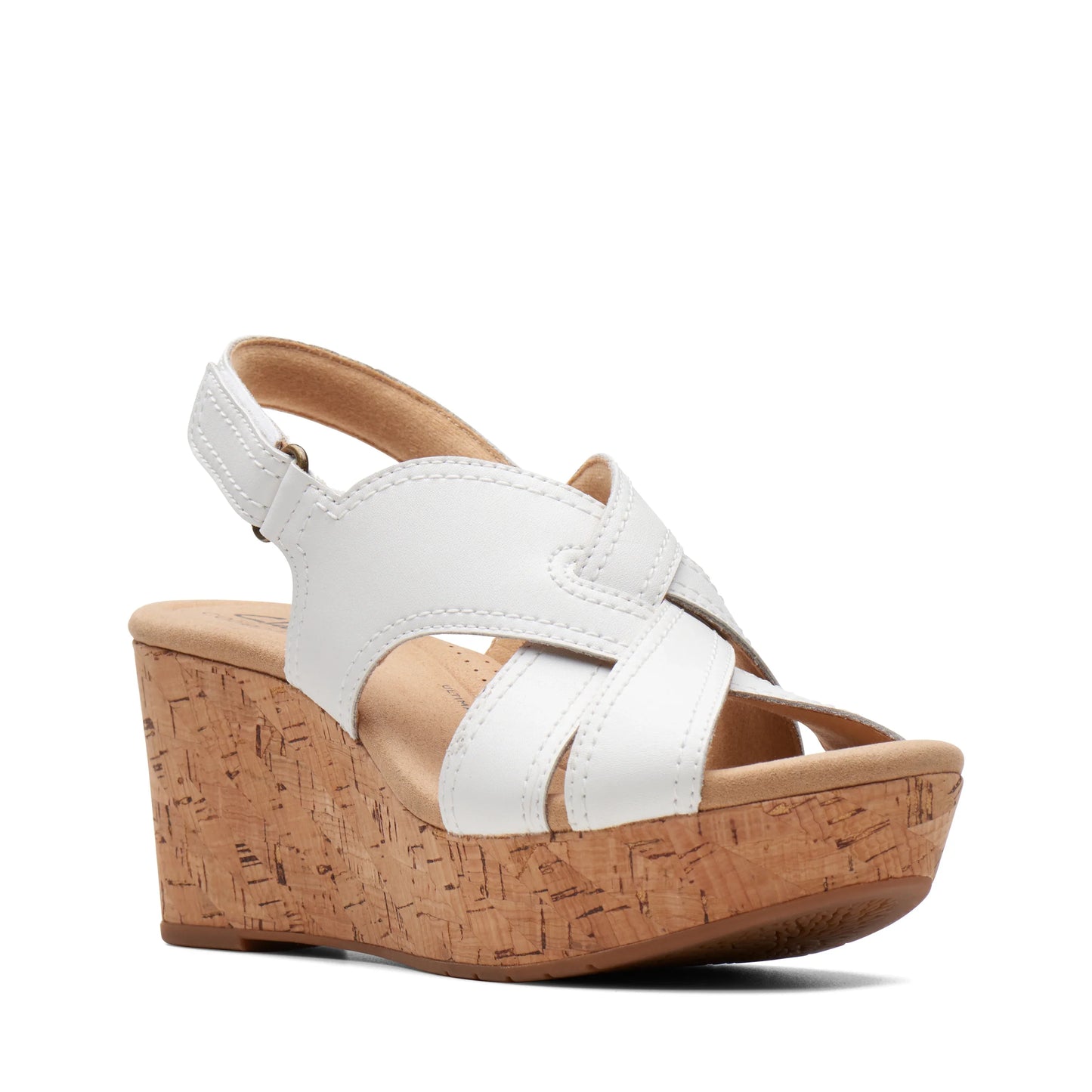 Zapato De Cuña De La Marca Clarks Para Mujer Modelo Rose Erin White Leather En Color Blanco