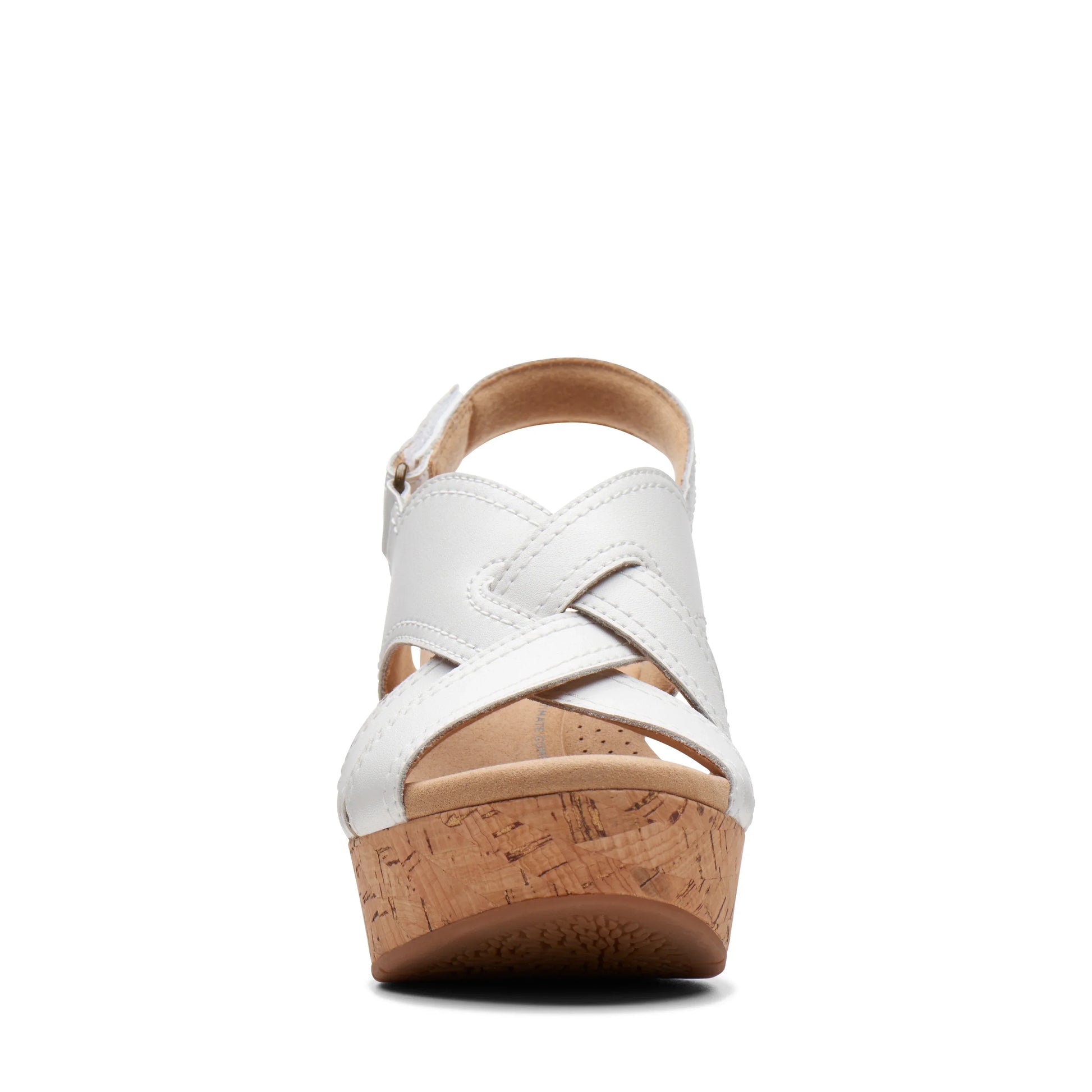 Clarks 女式 Rose Erin 白色皮革坡跟鞋(白色)