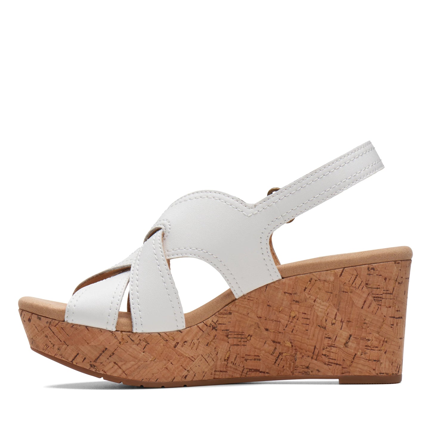 Zapato De Cuña De La Marca Clarks Para Mujer Modelo Rose Erin White Leather En Color Blanco