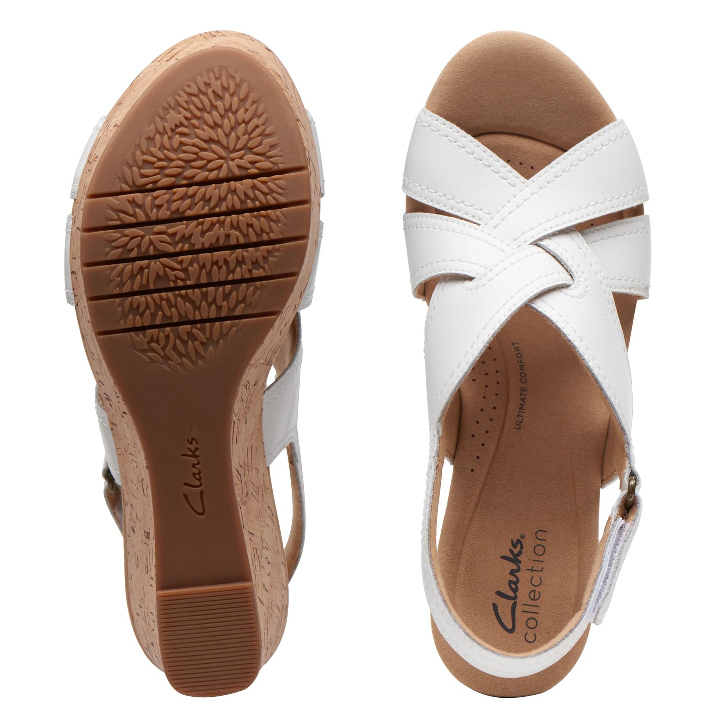 Zapato De Cuña De La Marca Clarks Para Mujer Modelo Rose Erin White Leather En Color Blanco