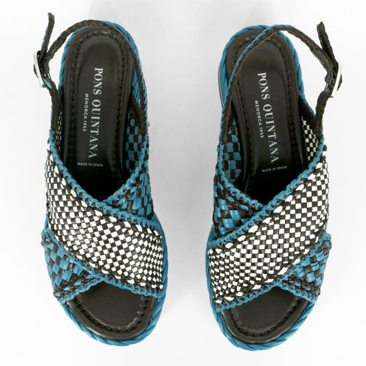 Sandales Pons Quintana pour femme, modèle Milan V104 Vira Royal, en bleu