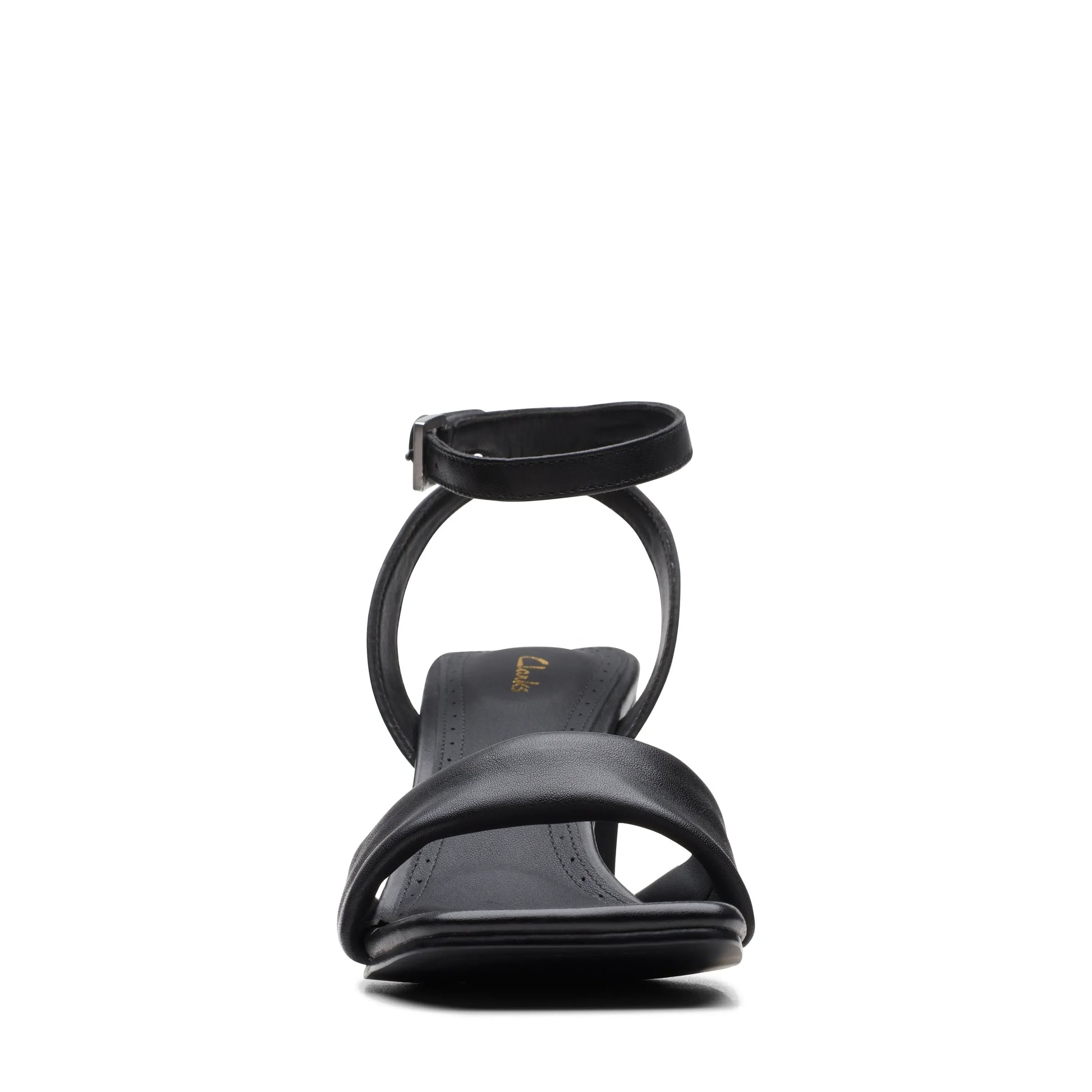 Clarks 女士 Seren Strap 黑色皮革系带凉鞋(黑色)