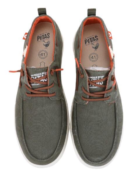 Nautische Schuhe der Marke Pitas für Herren, Modell Maui Kaki in Khakifarbe