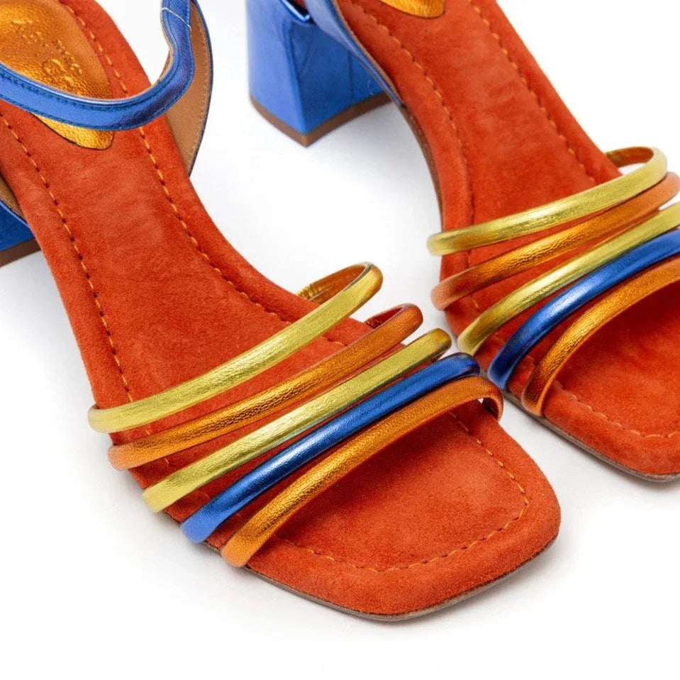 Audley Damen Hedi Sandalen: Matte Galaxy Heel in Blau