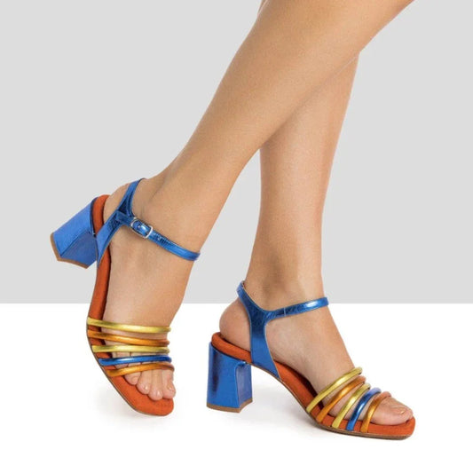 Sandales Hedi pour femmes Audley : talon Galaxy mat bleu