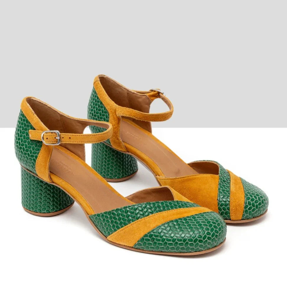 Scarpe con tacco Hiba da donna Audley: tacco incrociato verde