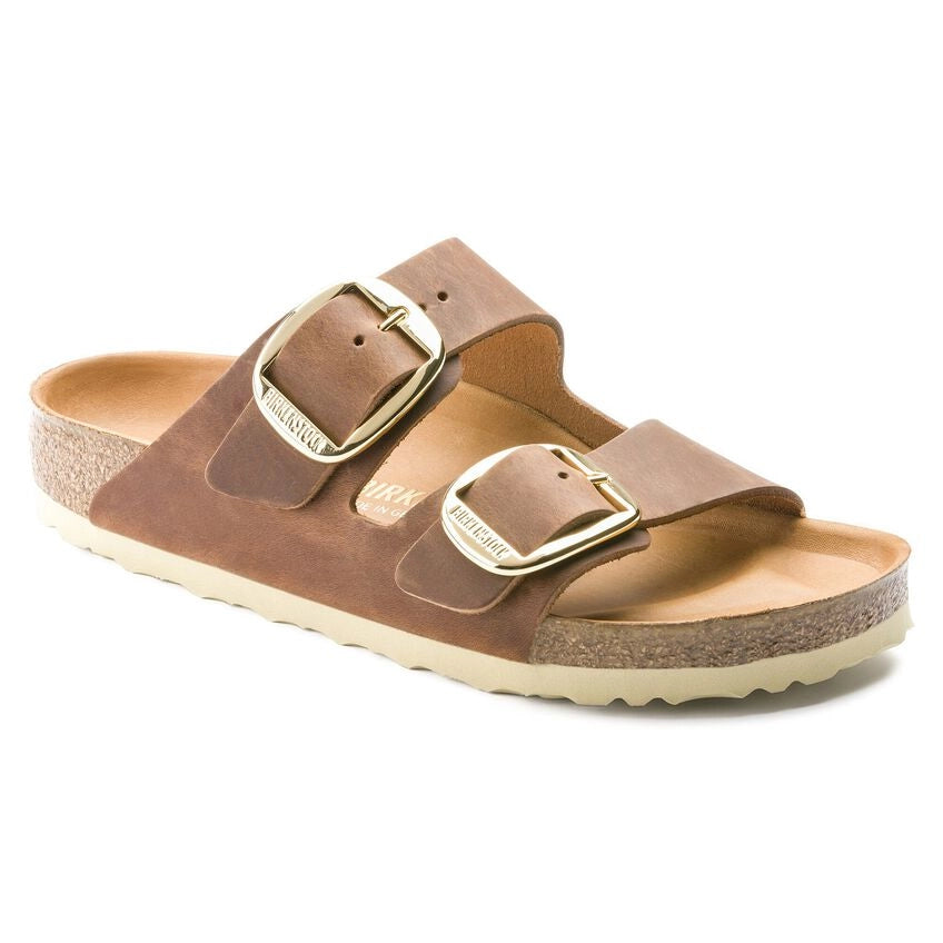 Sandalias De La Marca Birkenstock Para Mujer Modelo Arizona Big Buckle Cuero Engrasado Brown En Color Marrón