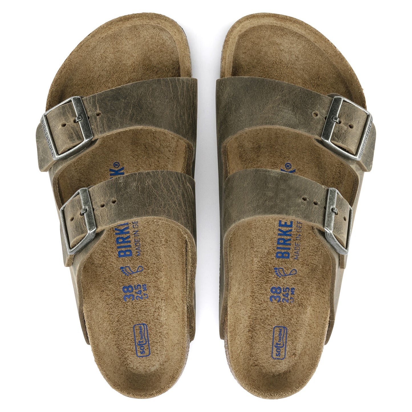 BIRKENSTOCK | यूनिसेक्स सैंडल | ARIZONA SOFT FOOTBED OILED LEATHER FADED KHAKI | खाकी