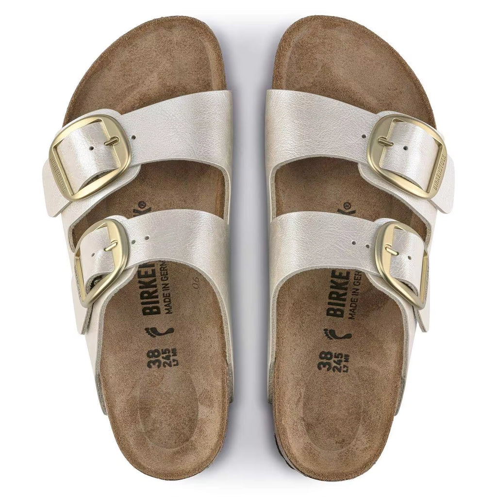BIRKENSTOCK Arizona BB BF Graceful Pearl White: أبيض صنادل للنساء