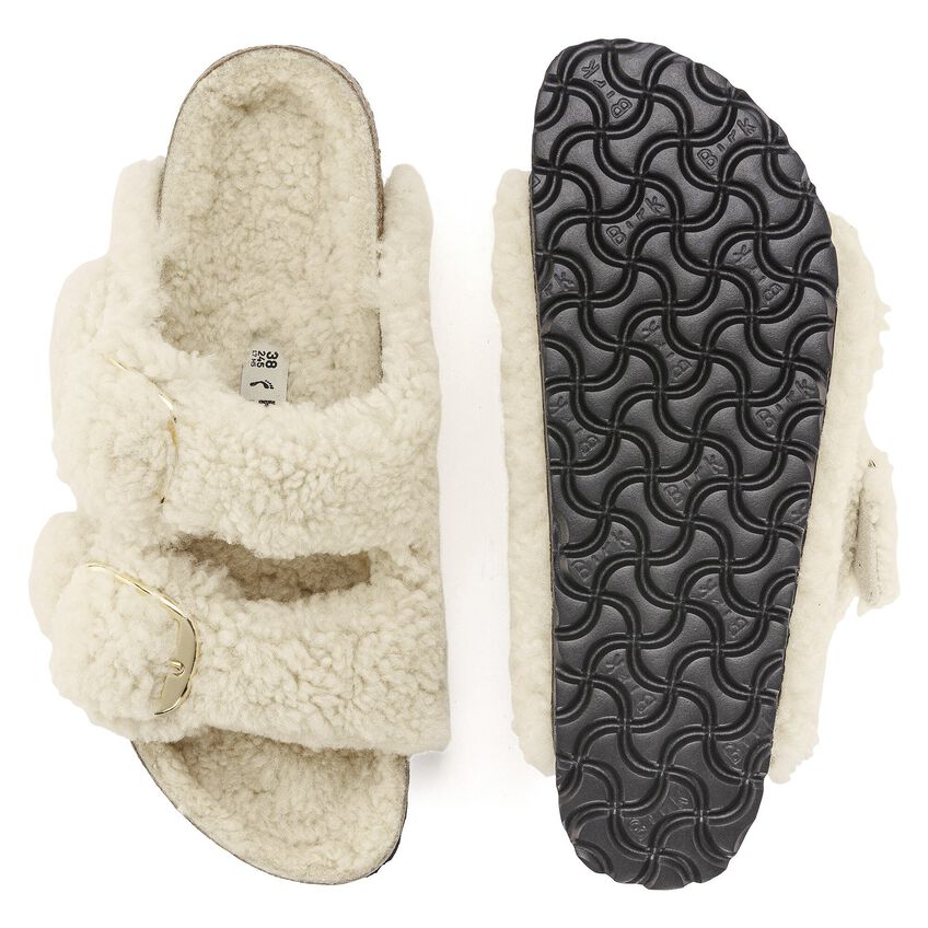 BIRKENSTOCK | SANDALIAS MUJER | ARIZONA BIG BUCKLE FUR TEDDY EGGSHELL | NEGRO