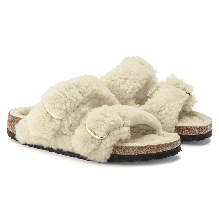 BIRKENSTOCK | SANDALIAS MUJER | ARIZONA BIG BUCKLE FUR TEDDY EGGSHELL | NEGRO